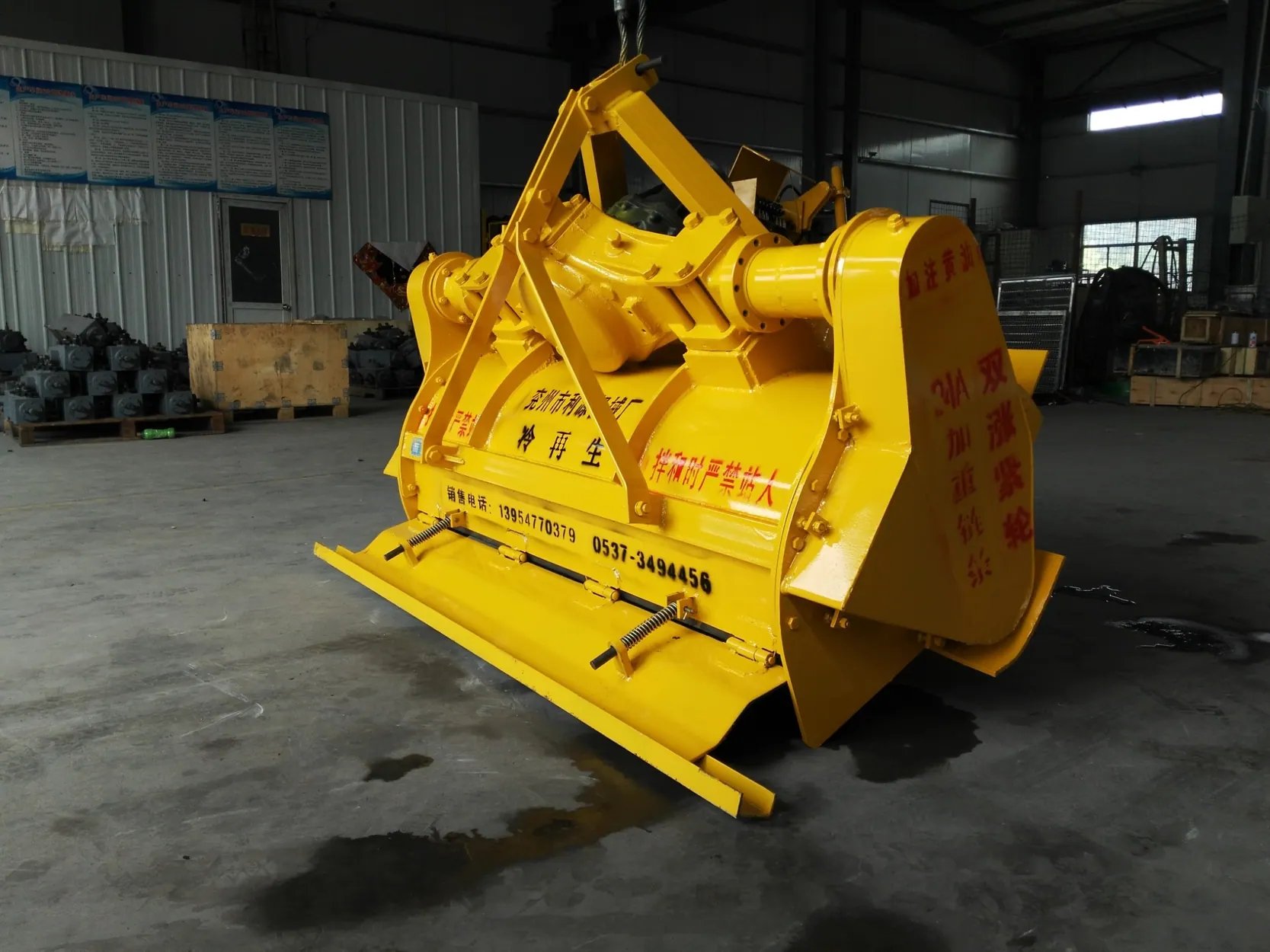 Soil mixer inside workshop